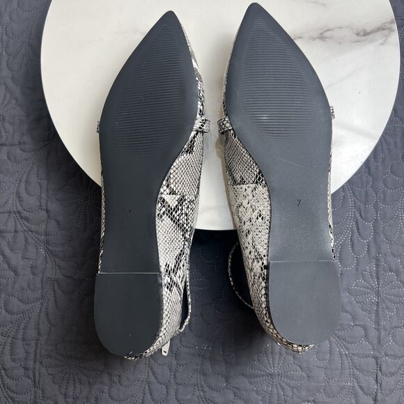 Rampage Blakely Flat Ballet Shoes Ankle Strap BW Snake Skin SZ 7 NWOB Preppy - Picture 6 of 10